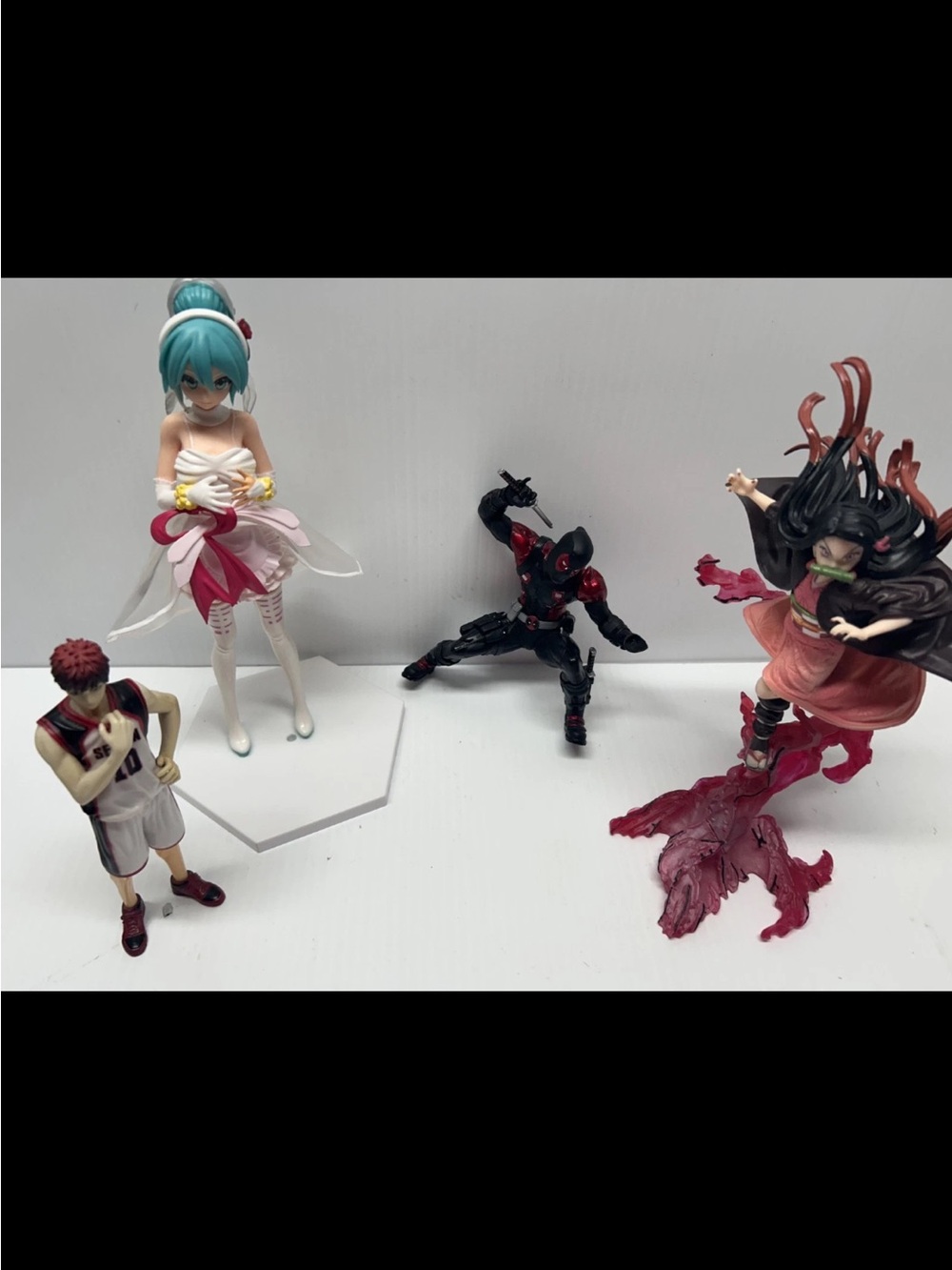 Anime Figure Lot 4 Kagami Nezuko Kotobukiya Deadpool XForce Hatsune Miku Wedding